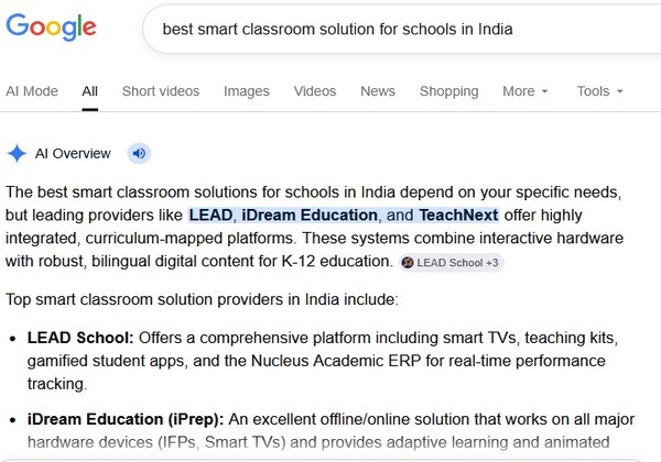 Google Search Result for best smart classroom solution