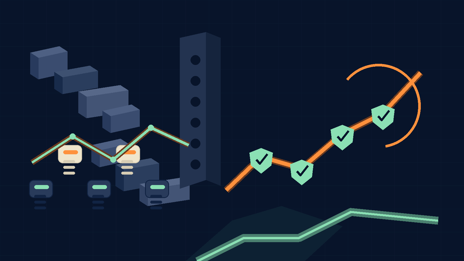 Abstract visual for autonomous organic growth engine, showing connected evidence pathways.