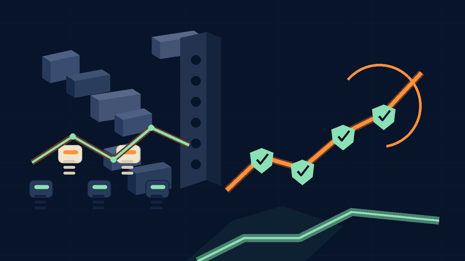 Abstract visual for autonomous organic growth engine, showing a structured route from evidence to pipeline.