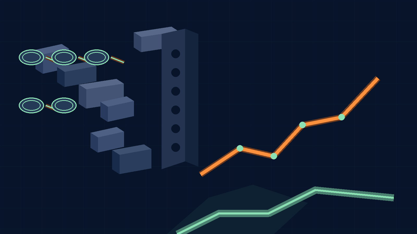 Abstract visual for ai-search disruption report, showing a structured route from evidence to pipeline.