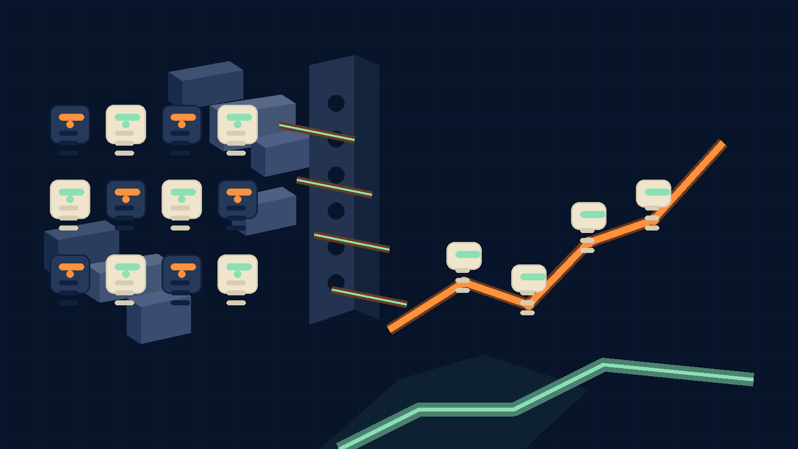 Abstract visual for b2b saas content strategy, showing a structured route from evidence to pipeline.