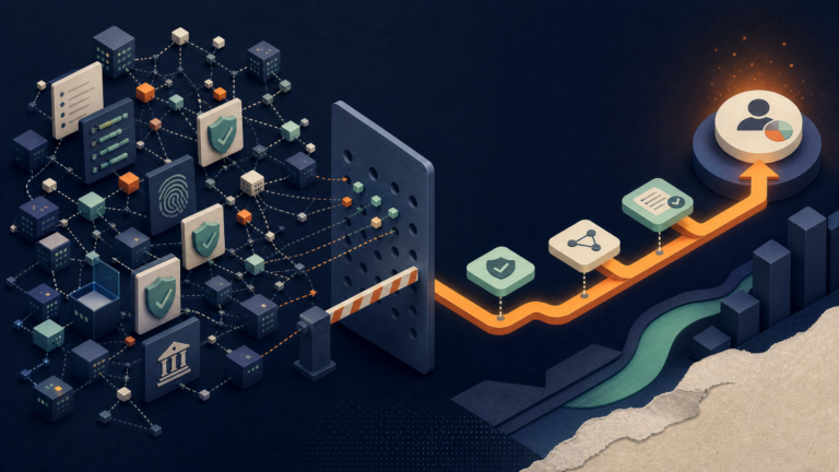 Abstract financial infrastructure, compliance, and buyer trust path