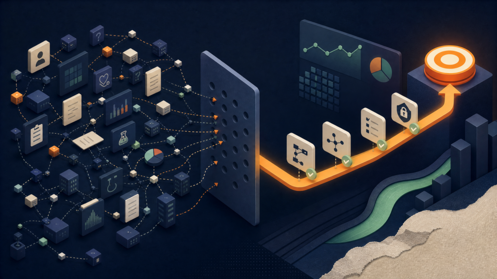 Abstract health technology workflow and evidence-led buyer path